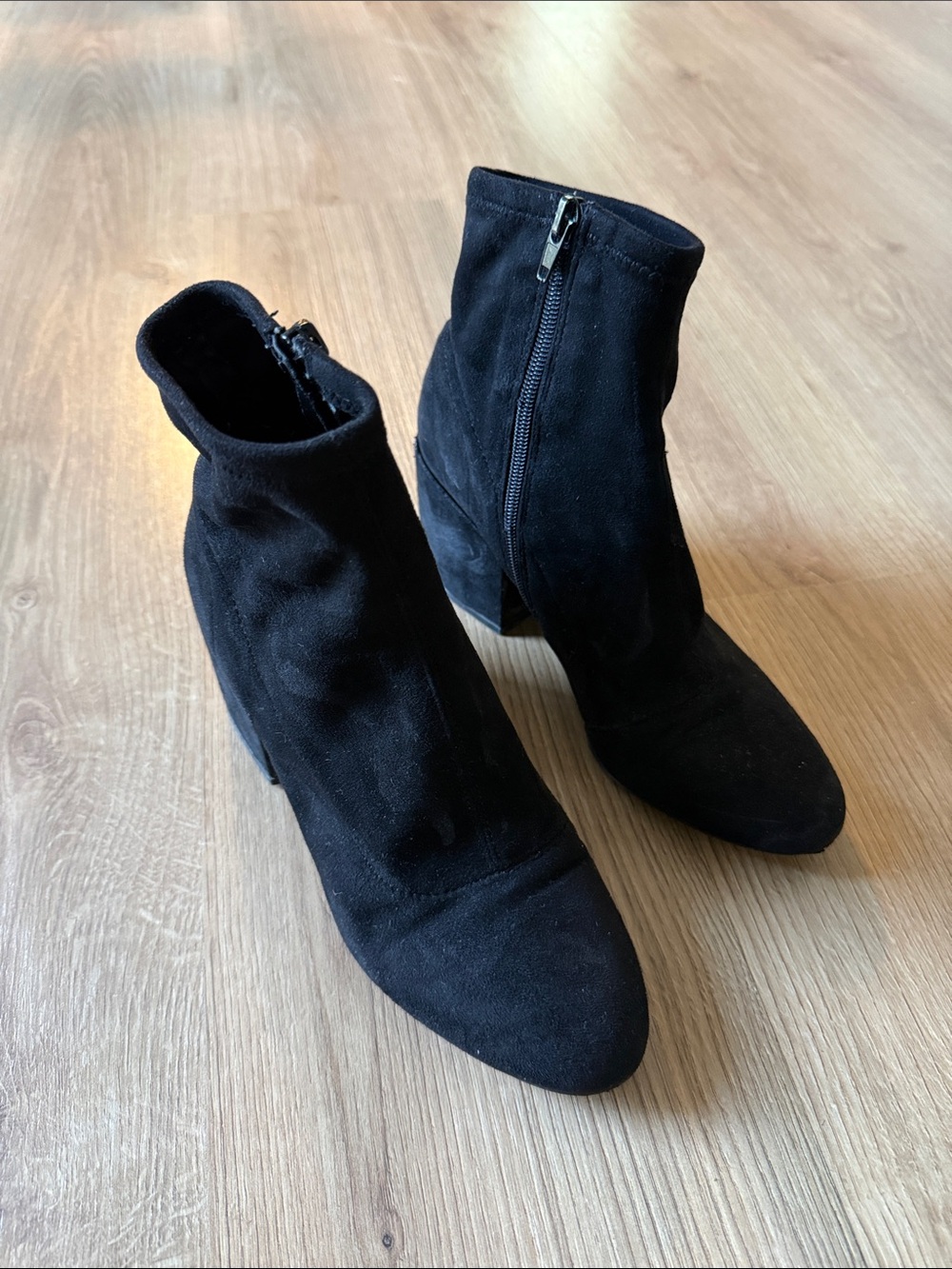 Design Lab Lord & Taylor Black Suede Ankle Booties with Side Zip